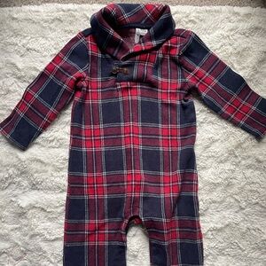 Janie and Jack Red Plaid Holiday One Piece Outfit